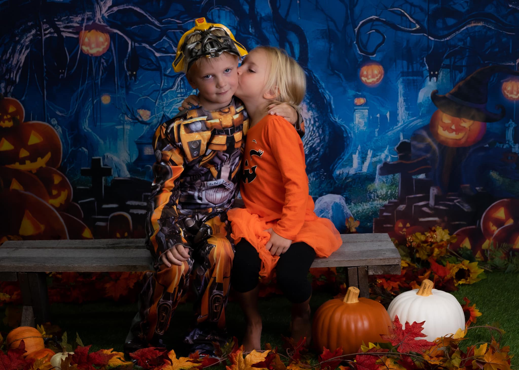 Avezano Witch Forest Jack-O-Lanterns Halloween Photography Backdrop-AVEZANO